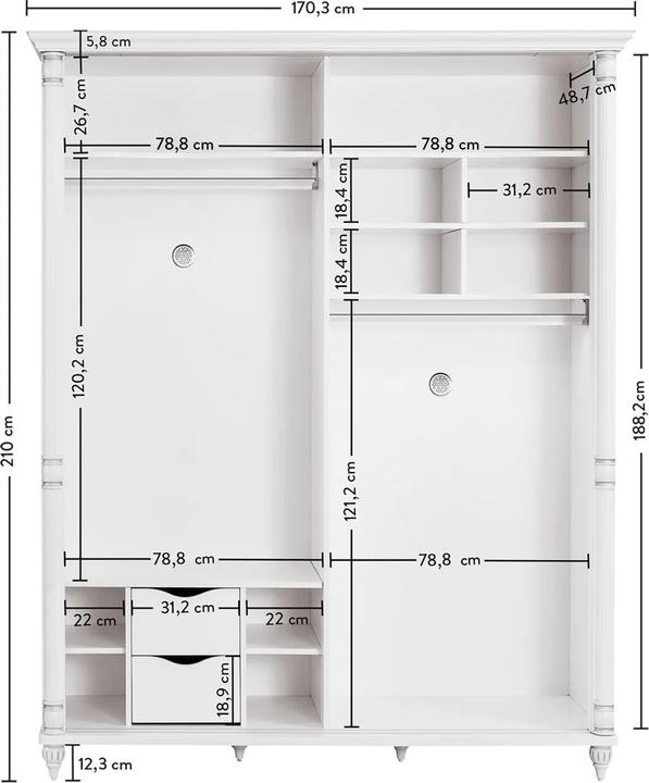 Actual product image Cilek Romantic closet with sliding doors (170 cm)