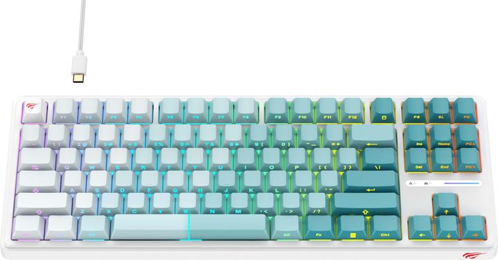 Produktbild Havit - Gaming Keyboard (KB901L) - USB-C, with RGB Lights, 1.8m, 200mA - White / Green (Kabelgebunden)