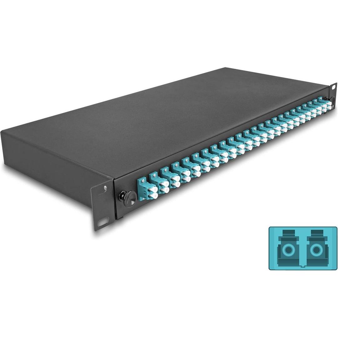 Delock 19? Scatola di giunzione per fibra ottica 24 x LC duplex OM3 1U completamente attrezzata e pronta, Accessori per server, Nero