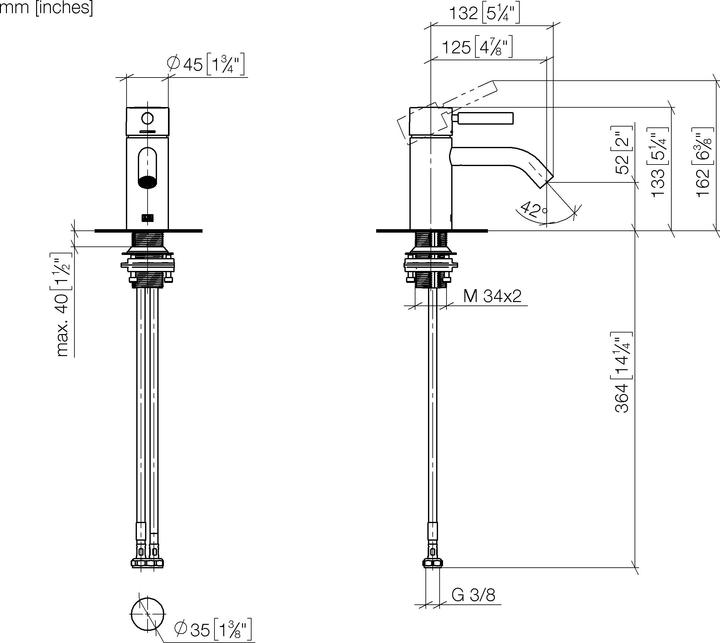 Produktbild Dornbracht Dornb Waschtisch-Einhandbatterie META Ausldg 125mm ohne Ablaufgarnitur chrom