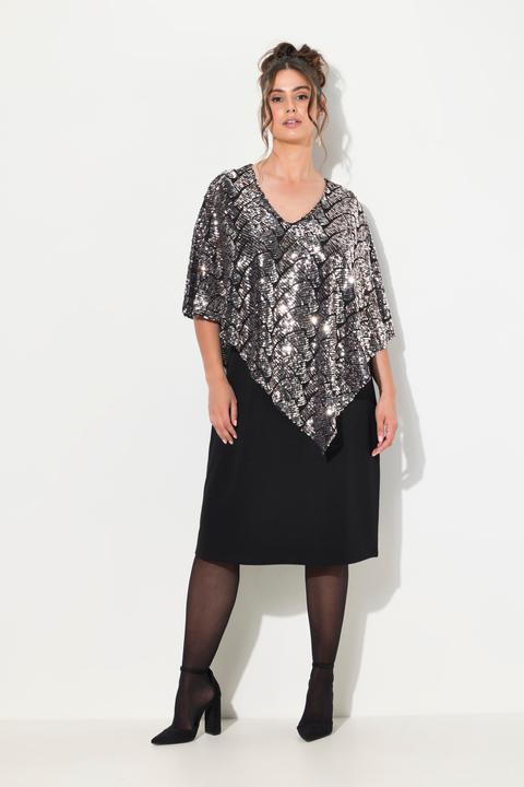 Actual product image Ulla Popken Layered Sequined Cape Dress (46, 48)