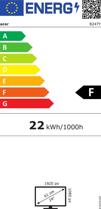 Energie-Label Acer B247Y LED- 60.5 cm (23.8" 1920 x 1080 Full HD (1920 x 1080 Pixel, 23.80")