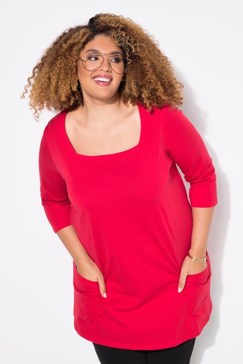 Produktbild Ulla Popken Longshirt, Taschen, A-Linie, Carree-Ausschnitt, 3/4-Arm (58)