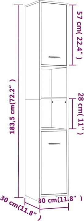 Produktbild vidaXL Badezimmerschrank (30 x 30 x 183.50 cm)
