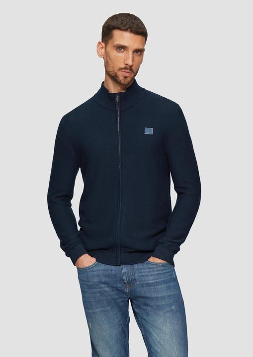 Image du produit s.Oliver Strickjacke Strukturierte Strickjacke mit Logo-Patch (3XL)