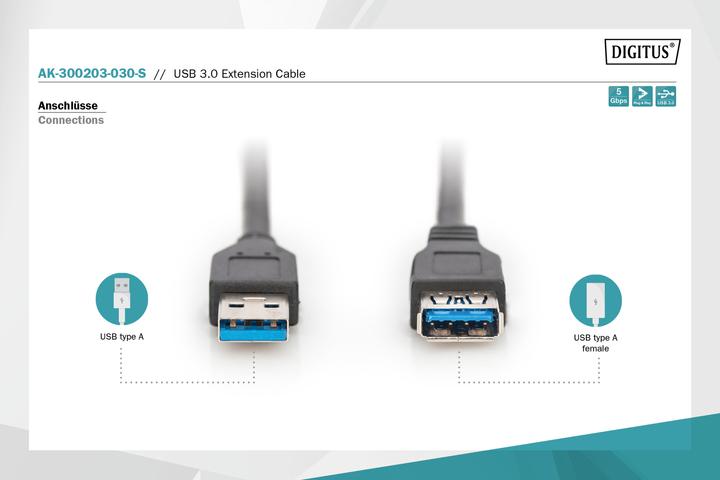 Produktbild Assmann USB Verlängerung (3 m, USB 3.0, USB 3.1)