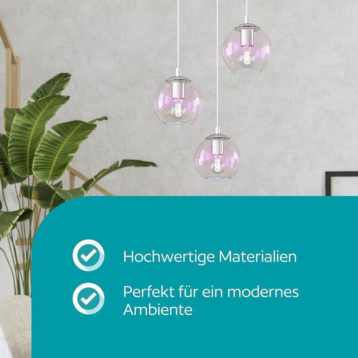 Actual product image EGLO Cluster Ariscani 3-Light Pendant Lamp with Iridescent Glass Balls (E27)