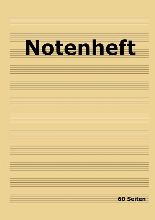 Actual product image Notenheft: DIN A4 Notenlinienheft | 60 Seiten mit 12 Notenzeilen / Systeme pro Blatt | Papier 90g/m² (A4, Soft cover)