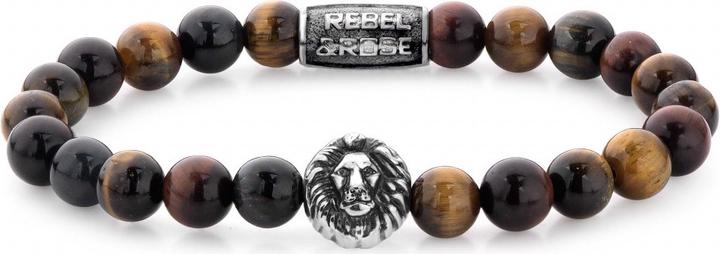 Actual product image Rebel & Rose Lion Who's afraid of the lion (19 cm, Tiger's eye, Stainless steel)