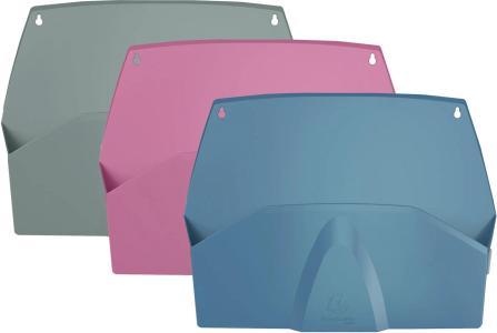 Exacompta 3er-Set Wandprospekthalter horizontal, 1 Fach, 72x382x289 mm, AutentiK (A4)