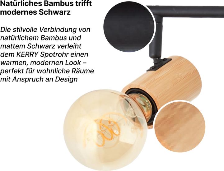 Produktbild Brilliant Kerry Spotrohr 6-flammig schwarz/holz Metall/Bambus 6x A60, E27, 40 (E27)