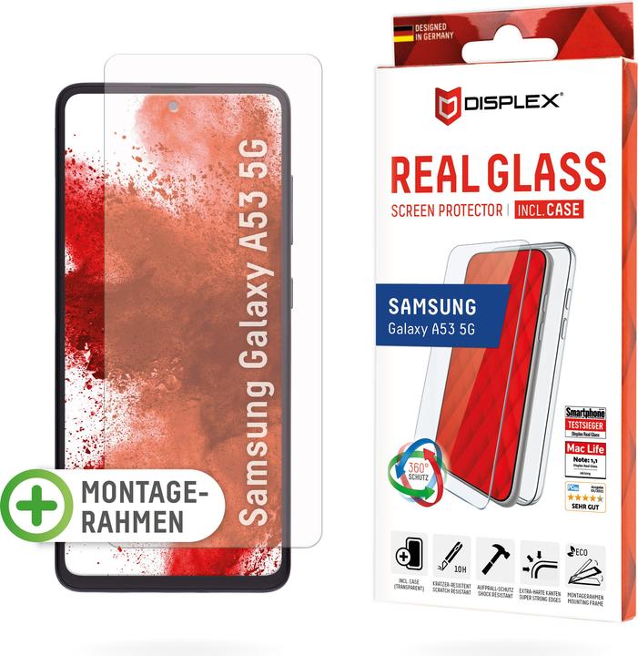 Produktbild Displex Real Glass, 2D Panzerglas + Handyhülle (1 Stück, Samsung Galaxy A53 5G)