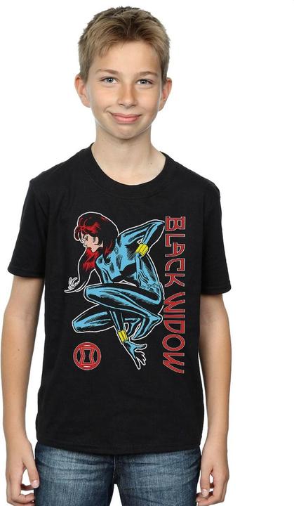 Actual product image Boys Black Widow In Action T-Shirt (152, 158)