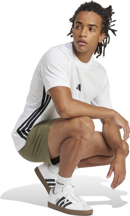 Produktbild adidas Herren Essential Three Stripes Single Jersey Tee, White/Black, L (L)