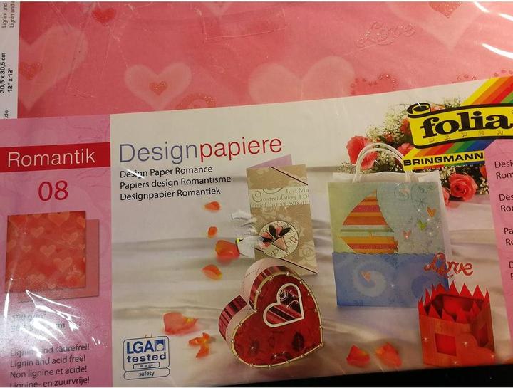 Produktbild Folia Designpapier Romantik (30.5 x 30.5 cm, 190 g/m²)