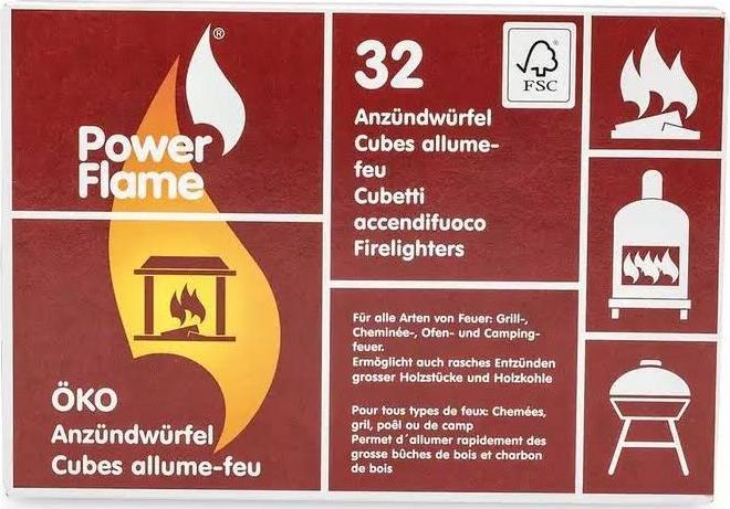Actual product image Power Flame Rape wood fire cubes