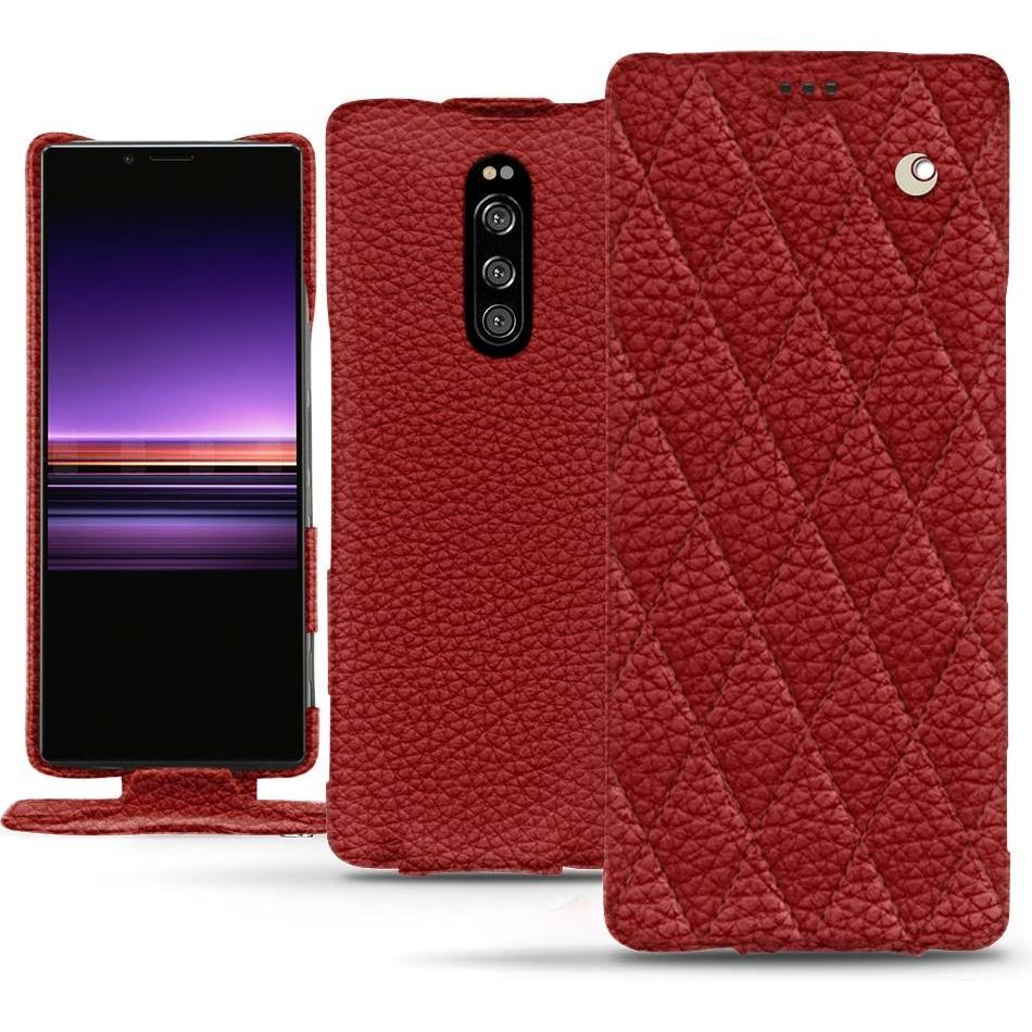 Noreve Lederschutzhülle vertikal (Sony Xperia 1), Smartphone Hülle, Rot
