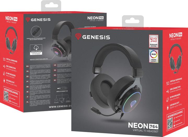 Image du produit Genesis AURICULARES GAMING 7.1 USB NEON 764 RGB NEGRO (Filaire)