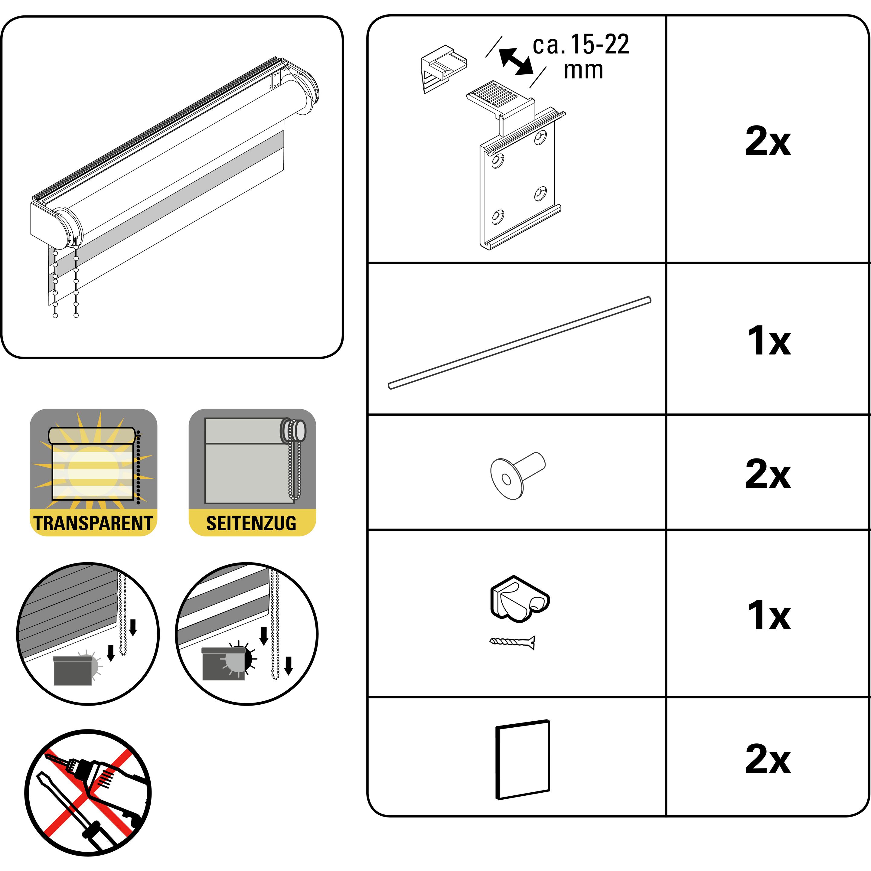 Thumbnail - Deco Company, Rollo, Doppelrollo (70 x 150 cm)