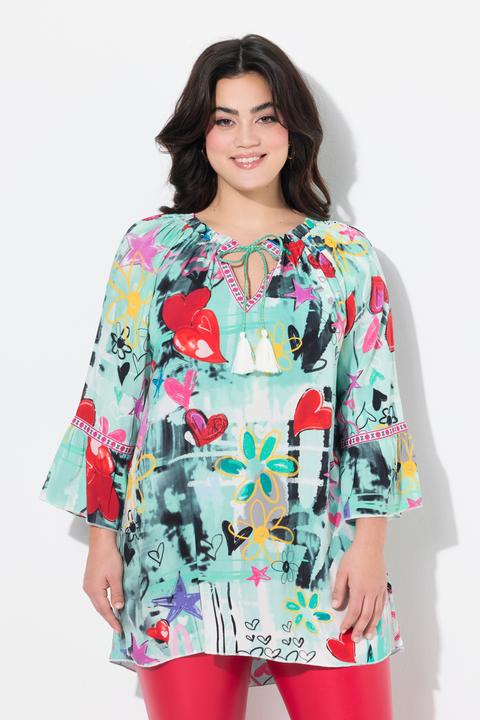 Produktbild Angel of Style Tunika-Bluse, floraler Comic-Druck, 3/4-Ärmel (44)