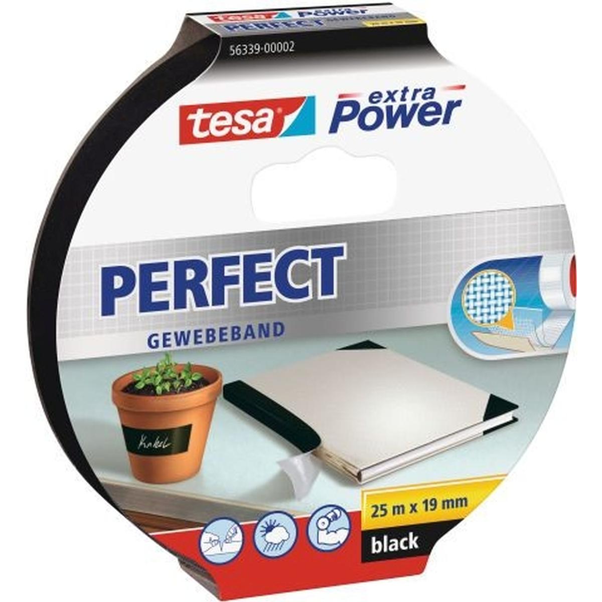 tesa, Klebeband, EXTRA POWER PERFECT Gewebeband, gewebeverstärktes Ductape (19 mm)