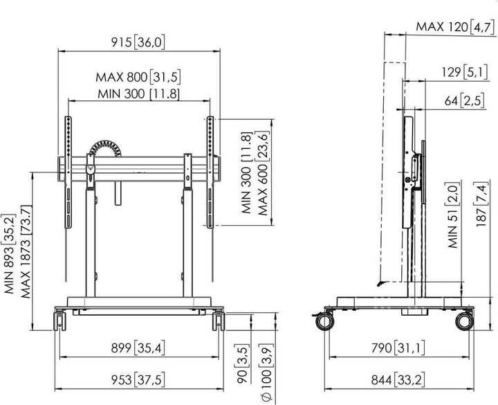 Produktbild Vogels Rise 5308 (Universal, 98", 120 kg)