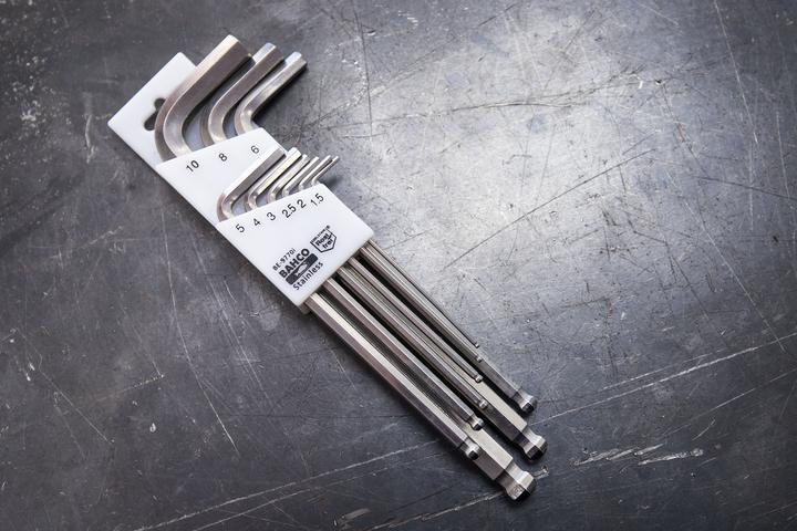 Actual product image Bahco Metric stainless steel offset screwdriver set, long ball head, for hexagon head screws - 9-piece