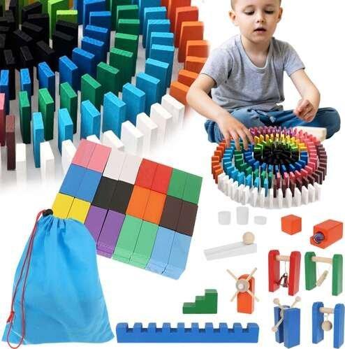 Actual product image Kruzzel Wooden domino set 407 pieces with storage bag