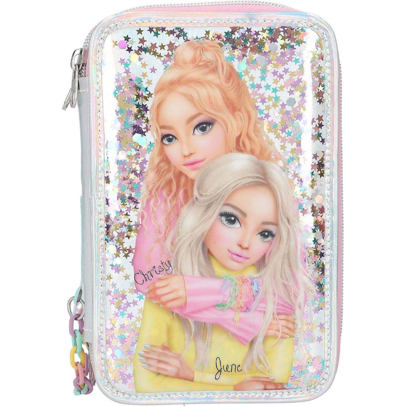 Magni, Etui, Depesche TOPModel Federtasche ELECTRIC 3-Fach gefüllt silber 7,5x13x20cm