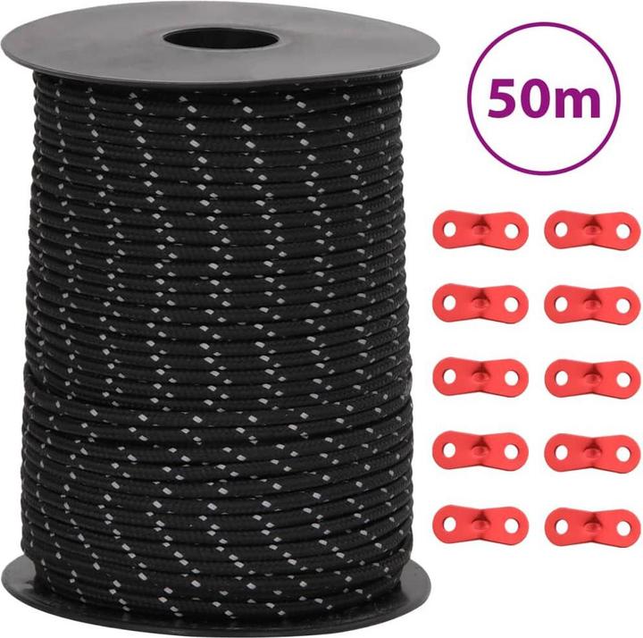 Produktbild vidaXL Zeltleine Reflektierend mit Seilspannern 50 m 3 mm