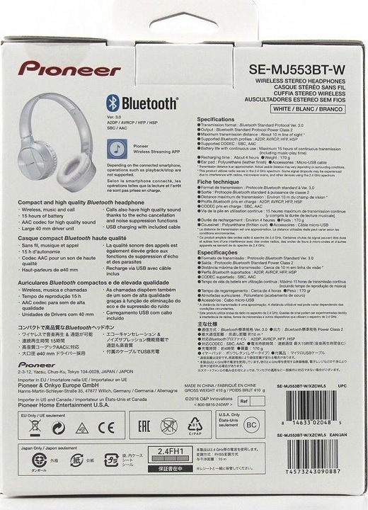 Image du produit Pioneer Se-Mj553bt (15 h, Sans fil)
