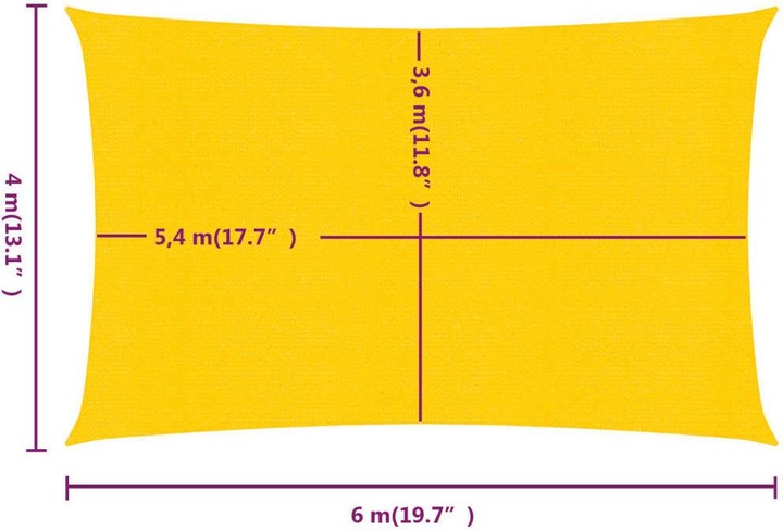 Actual product image VidaXL Sonnensegel 160 g/m² Rechteckig HDPE (4 x 6 m)