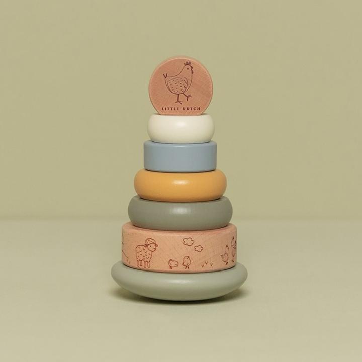 Image du produit Little Dutch Holz-Stapelturm mit Ringen Little Farm FSC