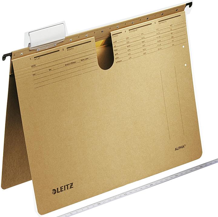 Actual product image Leitz 25 suspension files ALPHA® 1994 cardboard natural brown 1 x official stapling (A4, 25x)