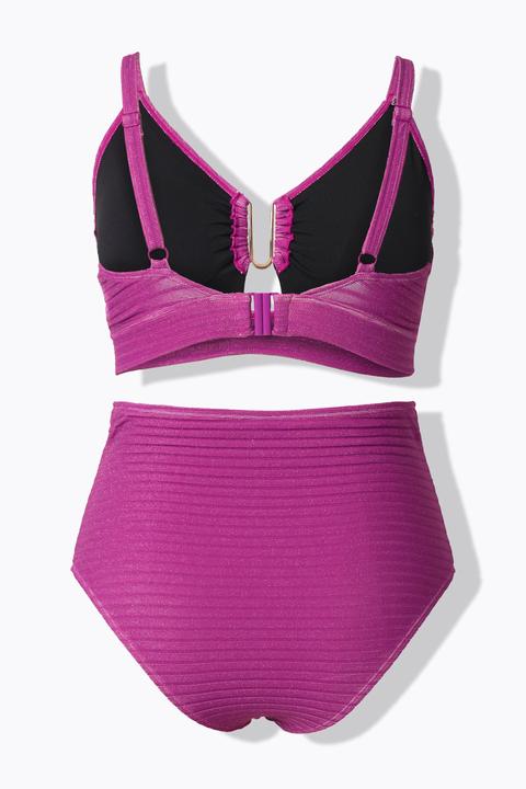 Actual product image Ulla Popken Sparkling Plunge Neck Bikini Set (54, 56)