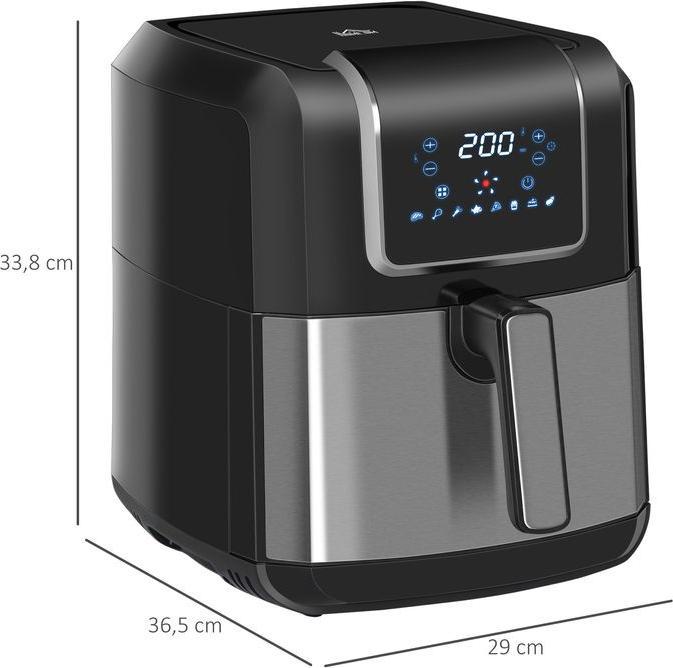 Actual product image Swisshandel24 Hot air fryer 6.5 L 1700W with 8 menus LED display Non-stick coated basket for healthy oil-free