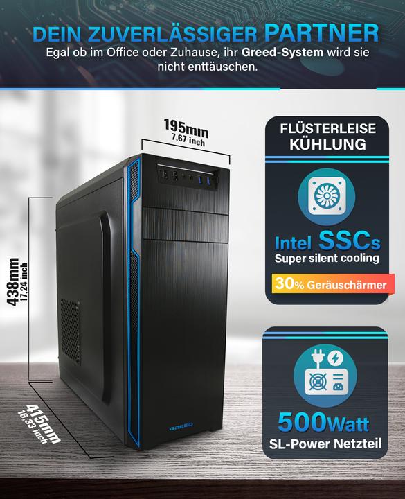 Produktbild Greed V2 Multi - Office PC - Intel Core i7 (512 GB, 16 GB, Intel Core i7-10700F)