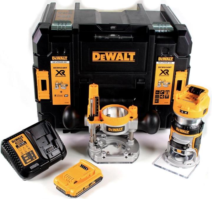 Actual product image DeWalt DCW 604 D1 Battery combi-moulder 18V 55 mm + 1x battery 2.0 Ah + 1x quick charger in TSTAK