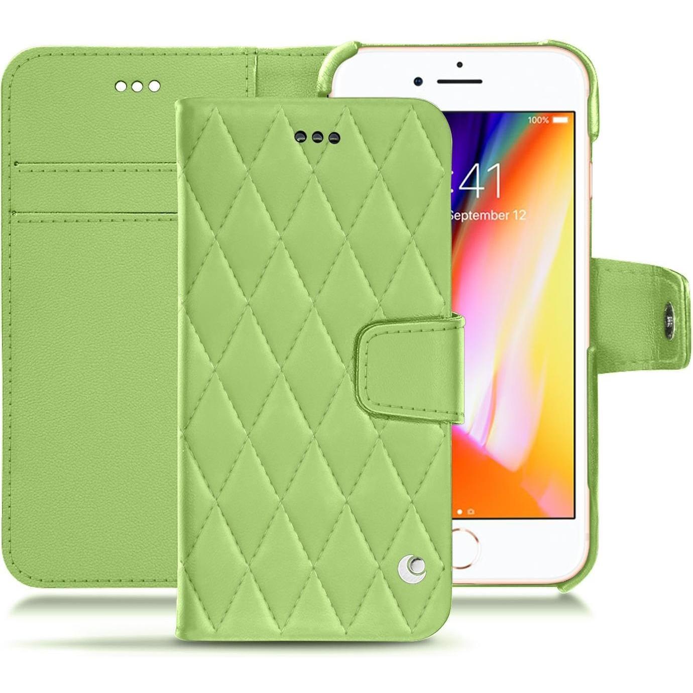 Noreve Lederschutzhülle Wallet (Apple iPhone 8), Smartphone Hülle, Grün