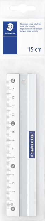 Produktbild Staedtler Metall-Lineal, aus Aluminium, 150 mm lang Millimeter-Skalierung, geprägte Teilung, Tuschekante (15 cm, Aluminium)