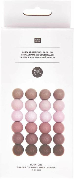 Actual product image Rico Design Wooden beads macramé pink tones, 24 pieces