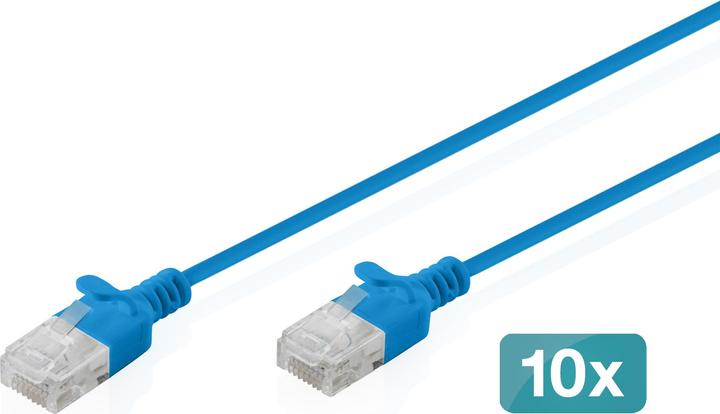 Image du produit Digitus CAT 6 U-UTP Slim Patchkabel, 1 m, bleu, 10 pièces (U/UTP, CAT6, 1 m)
