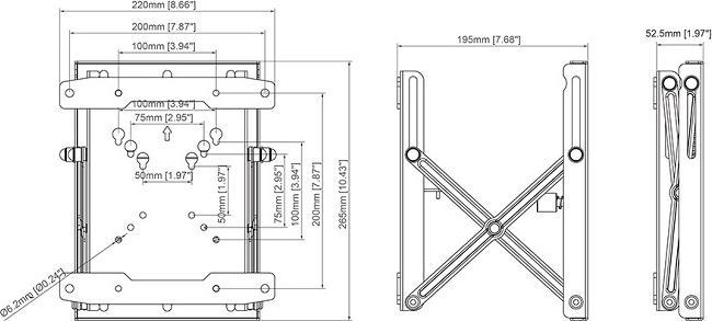 Actual product image Multibrackets Push-Wall bracket, 13-43", metal, black (Wall, 18 kg, 13" - 43")