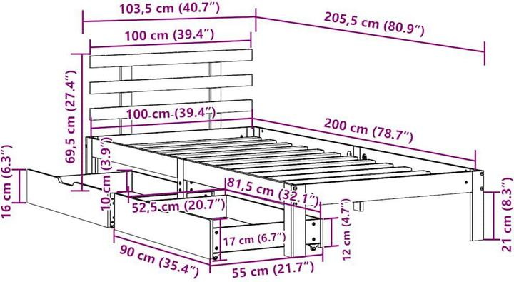 Image du produit vidaXL Bettrahmen (100 x 200 cm)
