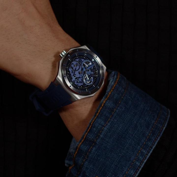 Actual product image HUGO Analog Multifunctional Quartz Skeleton Watch with Silicone or Stainless Steel Strap (Analogue wristwatch, 44 mm)