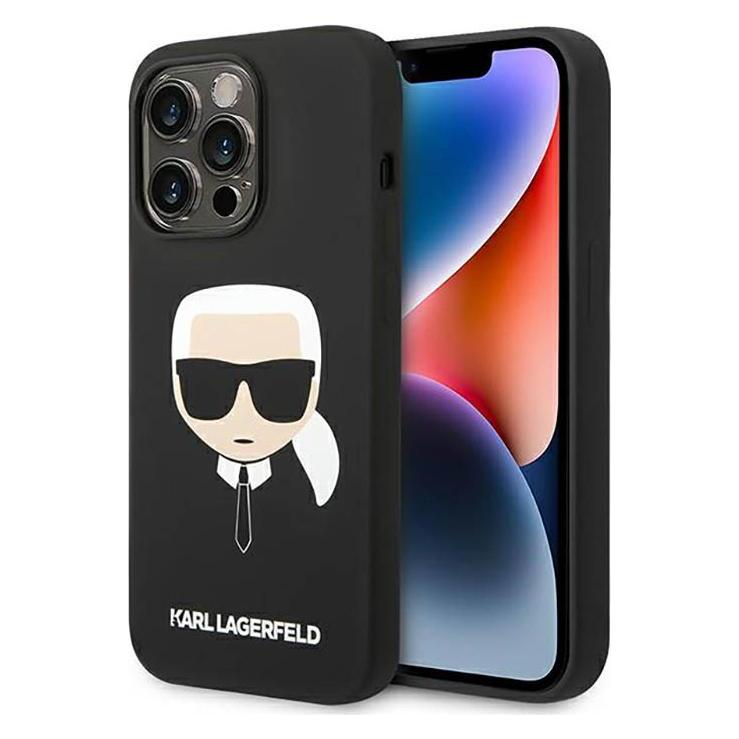 Karl Lagerfeld IPhone 14 Pro Max Liquid Silicone Karl Head Case (Apple IPhone 14 Pro Max), Smartphone Hülle, Schwarz