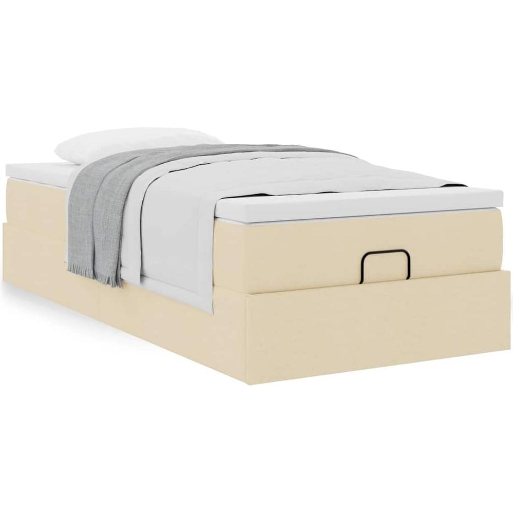 VidaXL, Bett, Ottoman-Bett mit Matratze Creme 90x200 cm Stoff (90 x 200 cm)