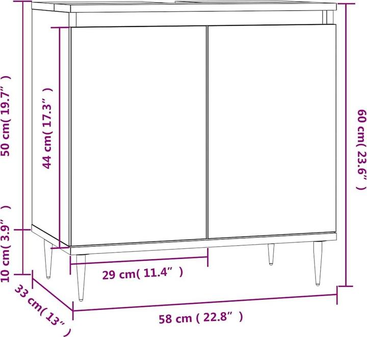 Immagine prodotto vidaXL Badschrank Hochglanz-Weiss 58x33x60 cm Holzwerkstoff (58 x 33 x 60 cm)