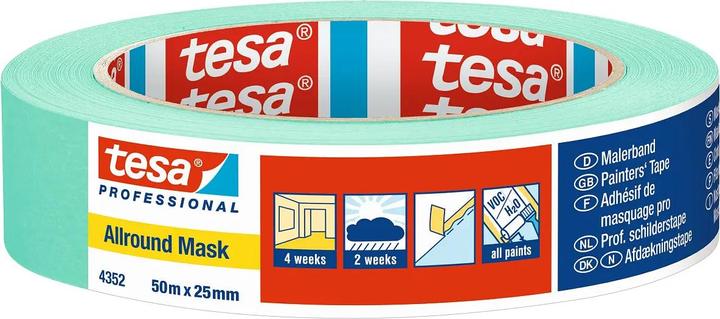 Actual product image tesa PROFESSIONAL 4352 Allround Mask - Painter's masking tape for sharp paint edges 50m:25mm (25 mm)