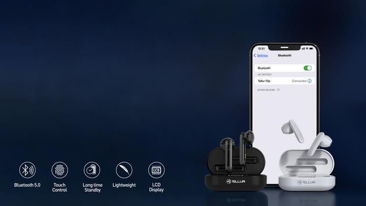 Actual product image Tellur Flip True Wireless Earphones white (2.50 h, Wireless)